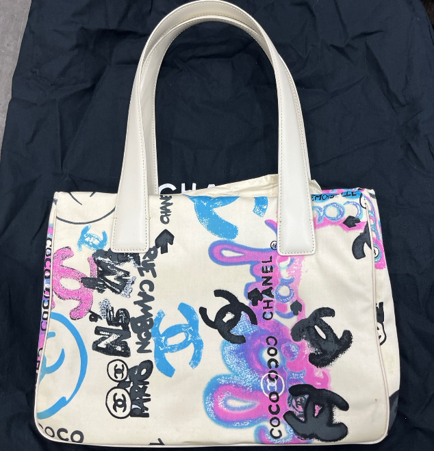 シャネル ニュートラベルライン Newトラベルライン トートPM トートバッグ ハンドバッグ キャンバス レザー ホワイト マルチカラー ハワイ限定